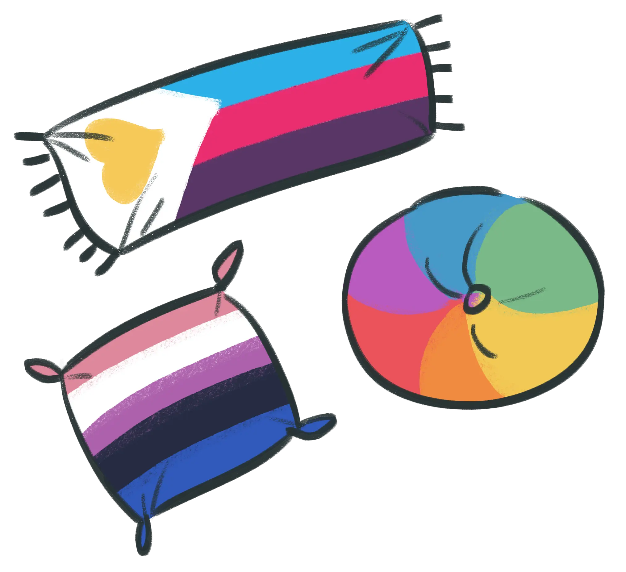 Hand drawn drawing of pride flags